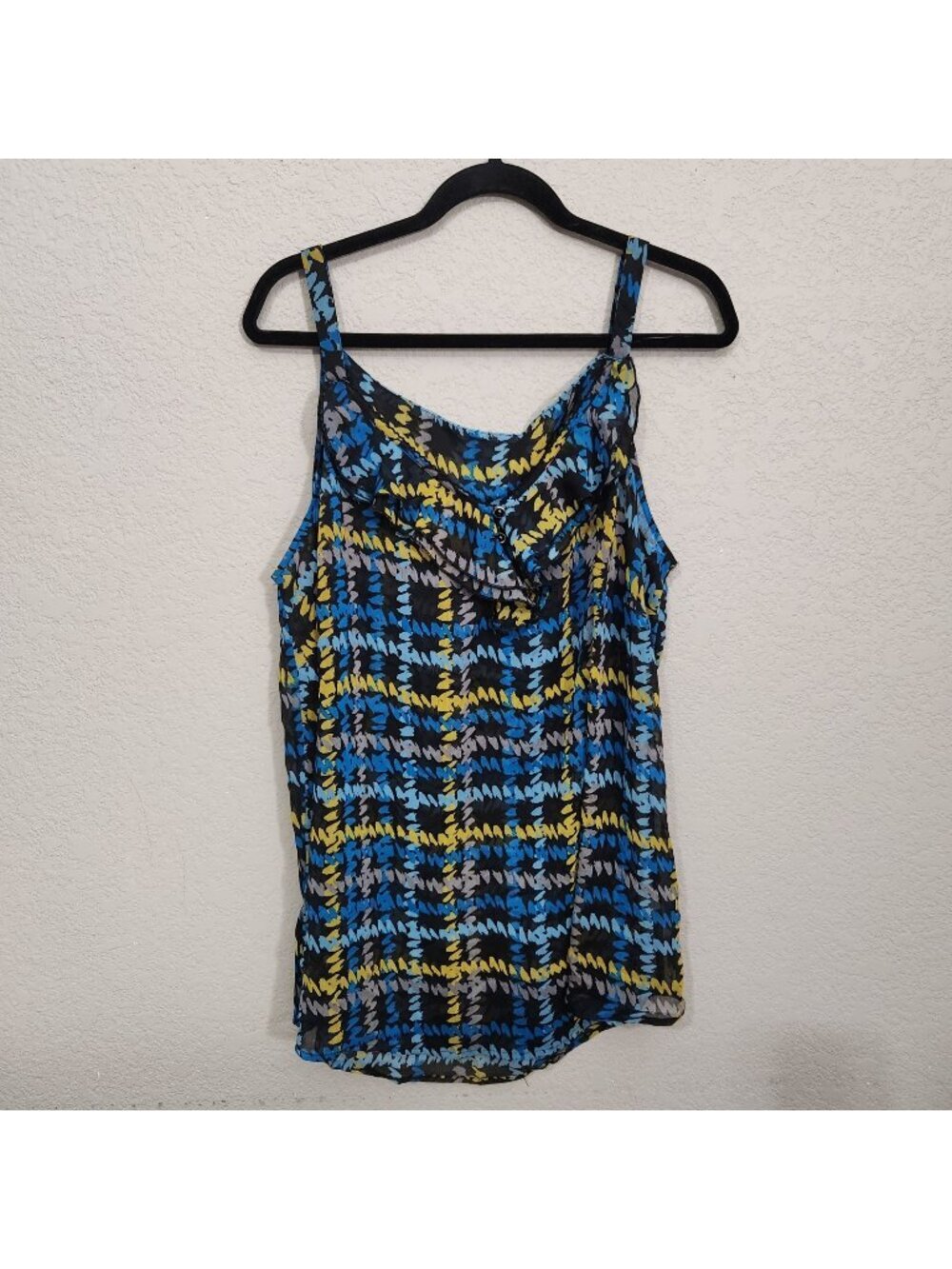 Avenue Studio Womens Plus Size 22/24 Sleeveless Printed Chiffon Tank Top With Ru